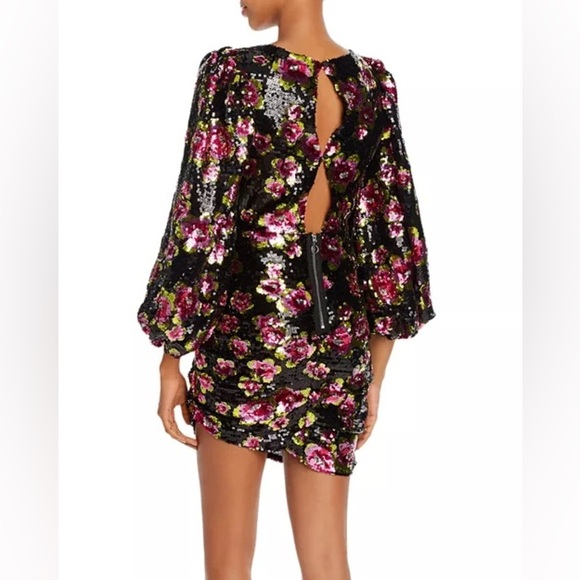 For Love & Lemons Morrison Rose Floral Sequin Mini Dress Size M - Picture 12 of 14
